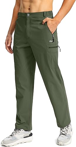 Pudolla Pantalones cargo de senderismo para hombre pantalones ligeros de viaje al aire libre para hombre con múltiples bolsillos pesca y campamento