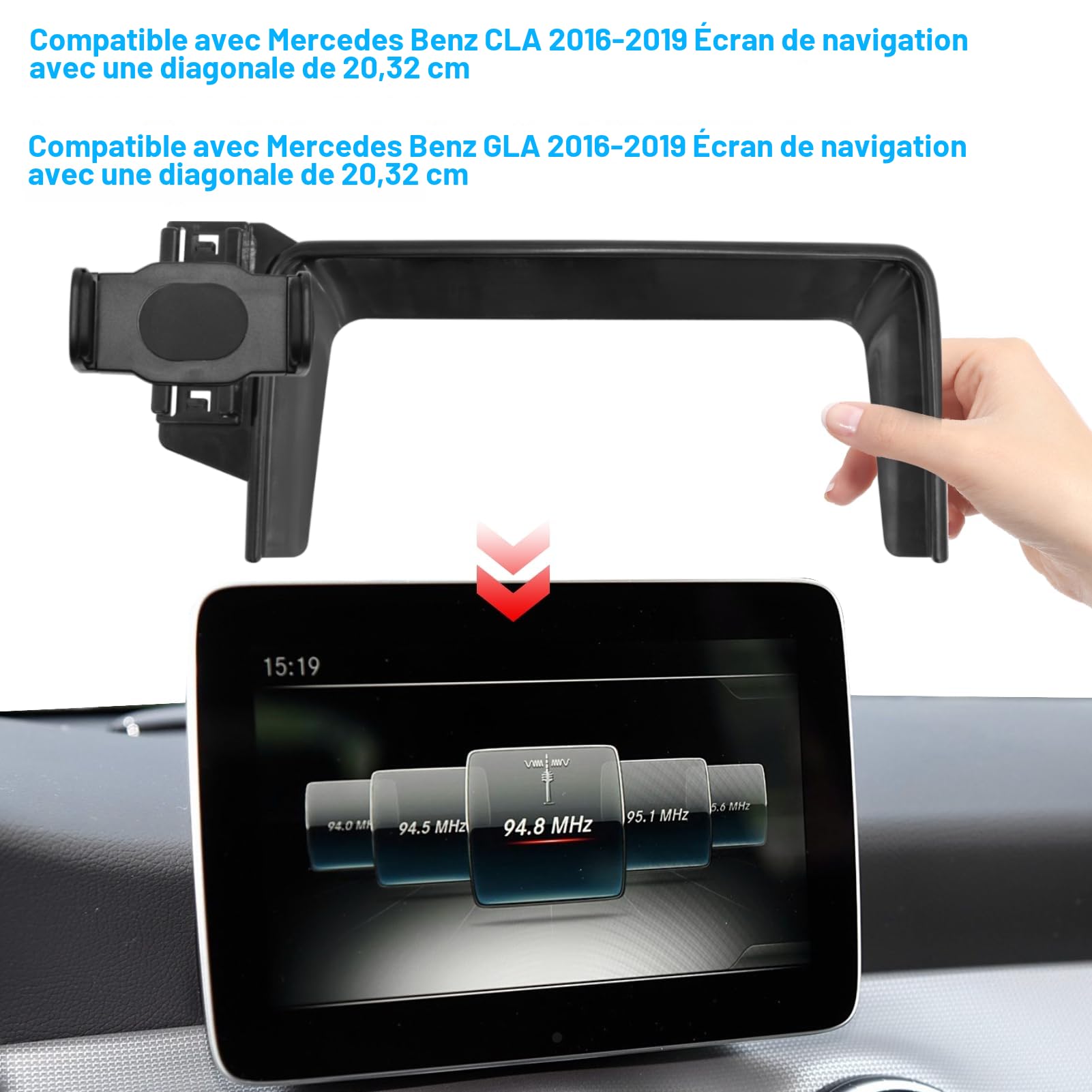 TTCR-II Compatible avec Mercedes Benz CLA/GLA Support de Téléphone Voiture | Support Phone Rotatif à 360°Adapté pour CLA/GLA 2016-2019, Porte Smartphone Convient pour Taille D'écran de 20,32CM
