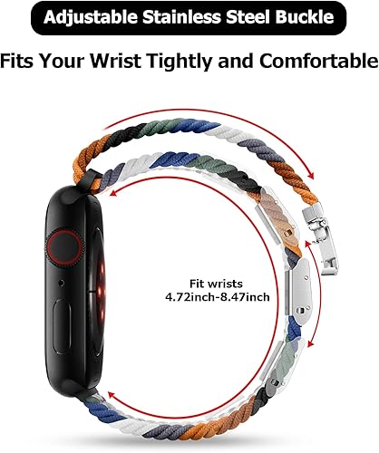 Miniatura 4 de Nepfaivy Compatible with Apple Watch Band - 38mm 40mm 41mm Braided Stretchy Sport Band for Apple Watch Series SE 8 7 6 5 4 3 2 1, Women Men Nylon