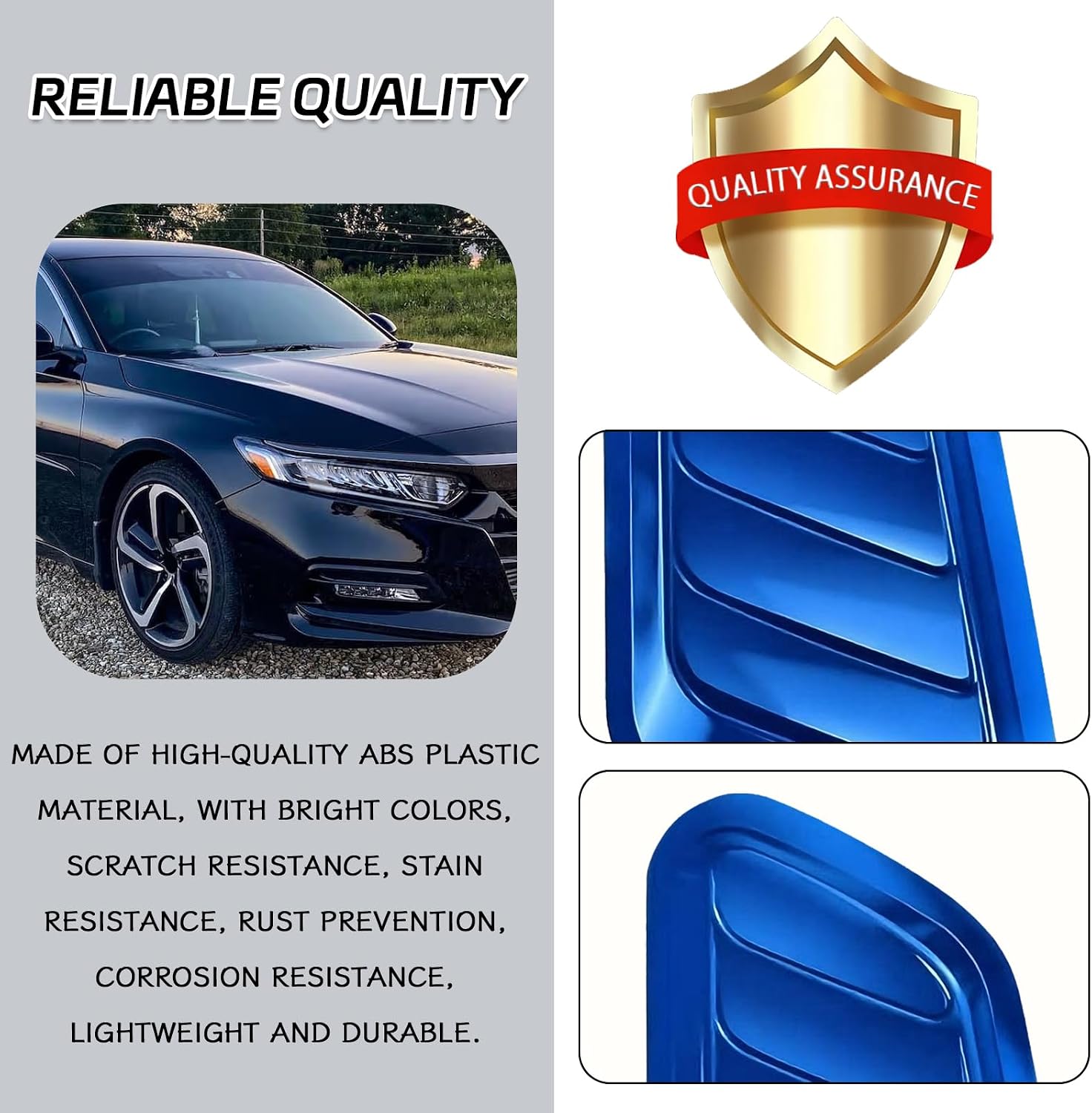 2PCS Car Hood Air Vent, Universal Hood Vents for Cars, Scoop Bonnet Air Vents Engine Hoods Kit, Intake Trim Cover Automotive Exterior Decor Accessories for Most Cars (Blue)