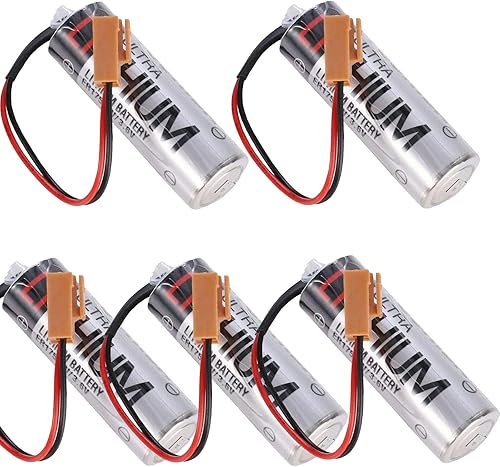 5 baterías ER17500V 36V PLC batería de control digital  enchufe marrón