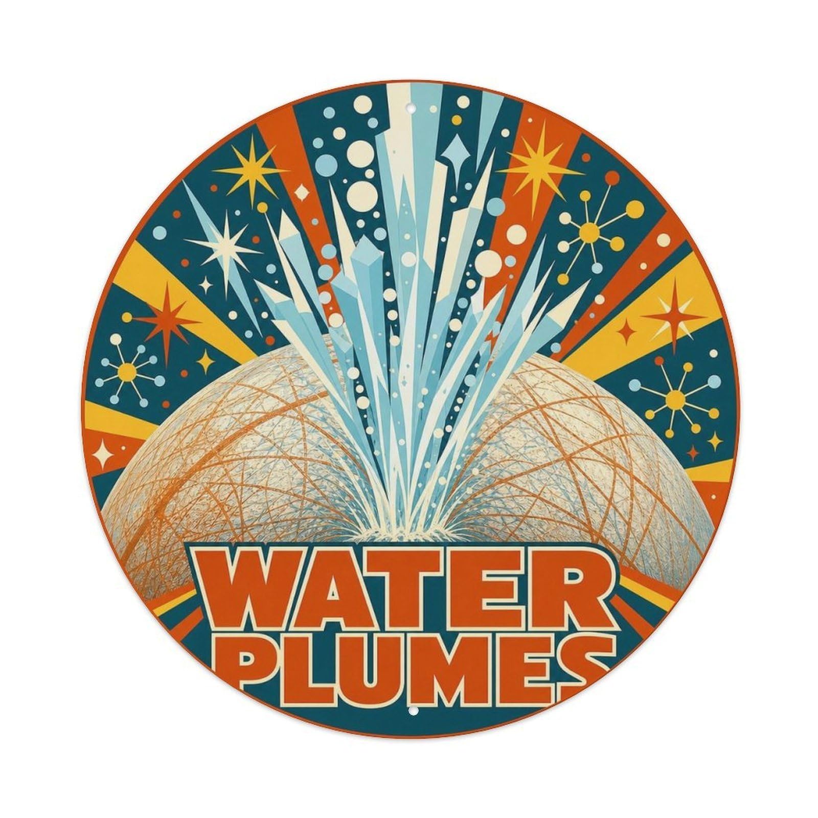 Retro Space Jupiter Moon Ice Astronomy Celestial Metal Tin Sign