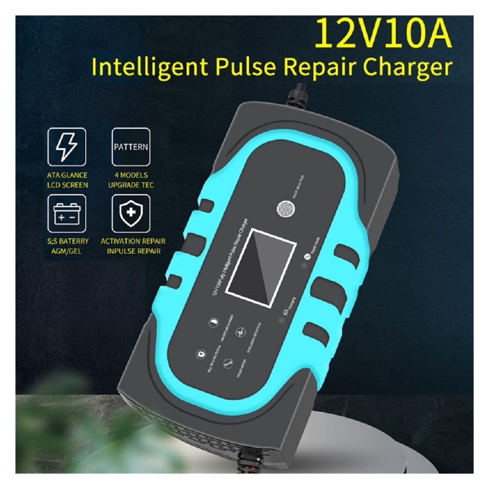 Cargador De Batería Coche 12V 10A Pantalla Táctil Reparación Pulso LCD Carga Energía Rápida Húmedo Seco Plomo Ácido Digital Cambiador Automático Carga De PrecisióN