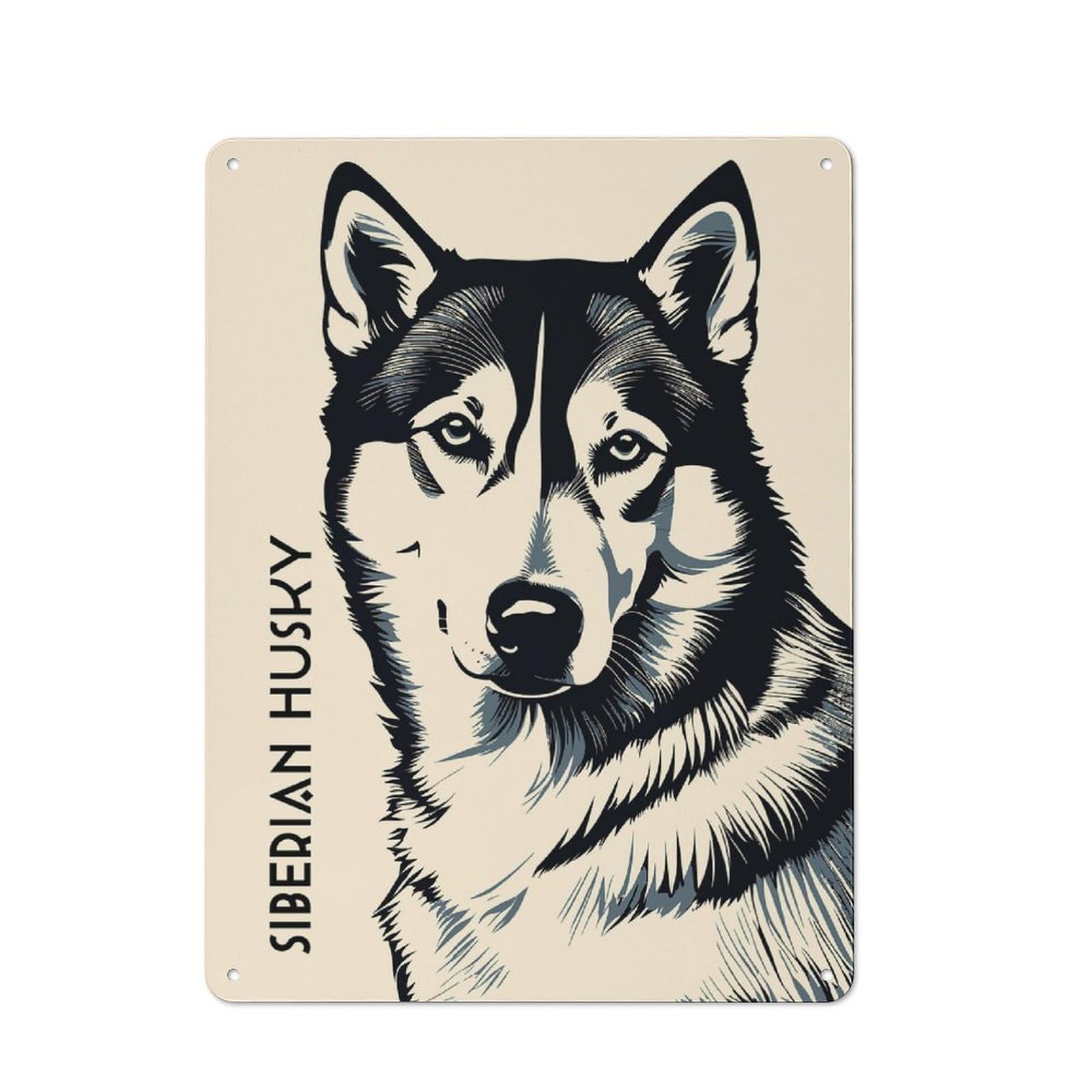 Cafe Style Decorative Metal Plaque 40x30cm Featuring Siberian Husky, Bistro Wall Plaque for Tea Room, Shop Wall Or Breakfast Area