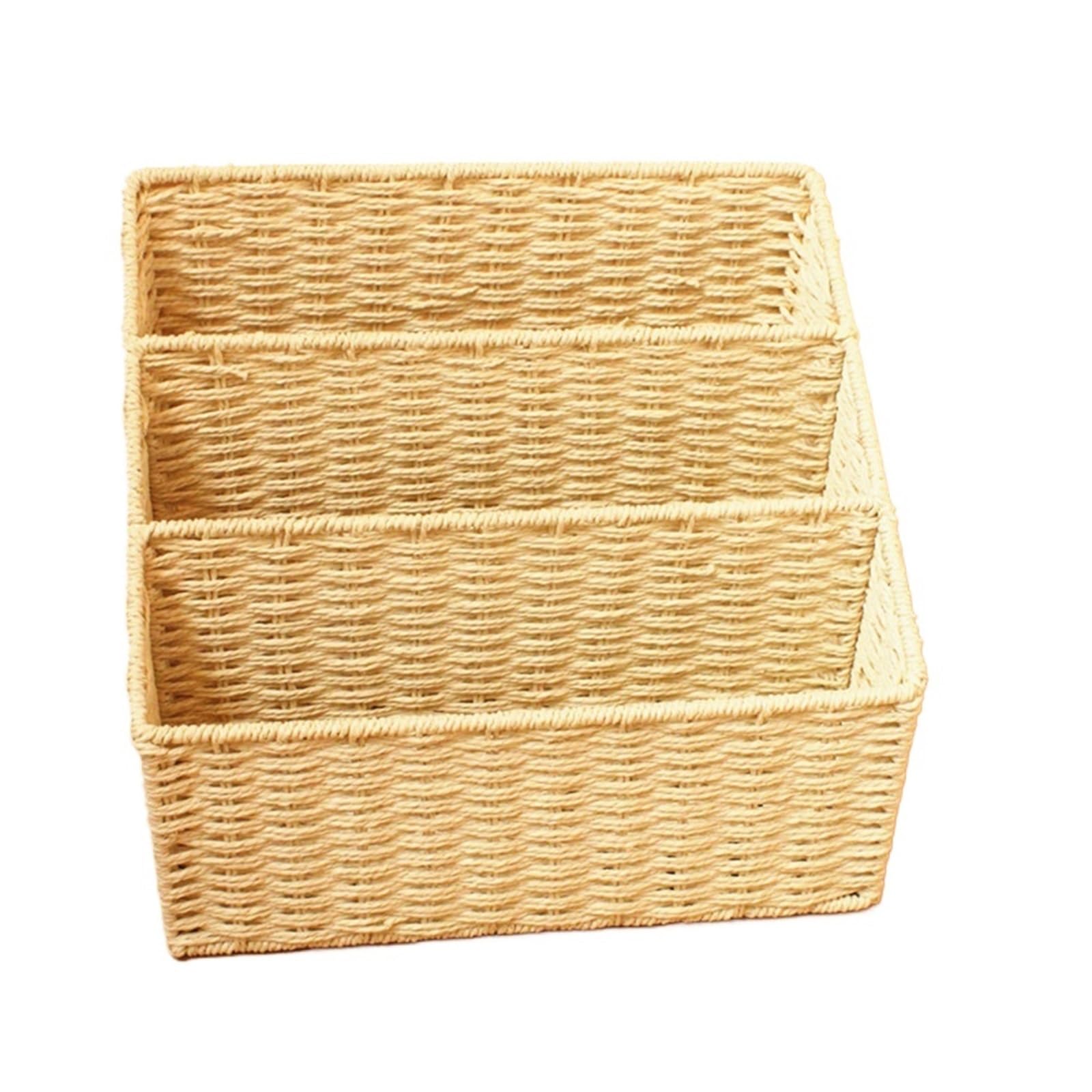 Woven Magazine Rack Braid Magazine Storage Basket Desktop Books Organizer File Folder Sundries Bins Home Organization for Newspaper, Letter(WHITE)