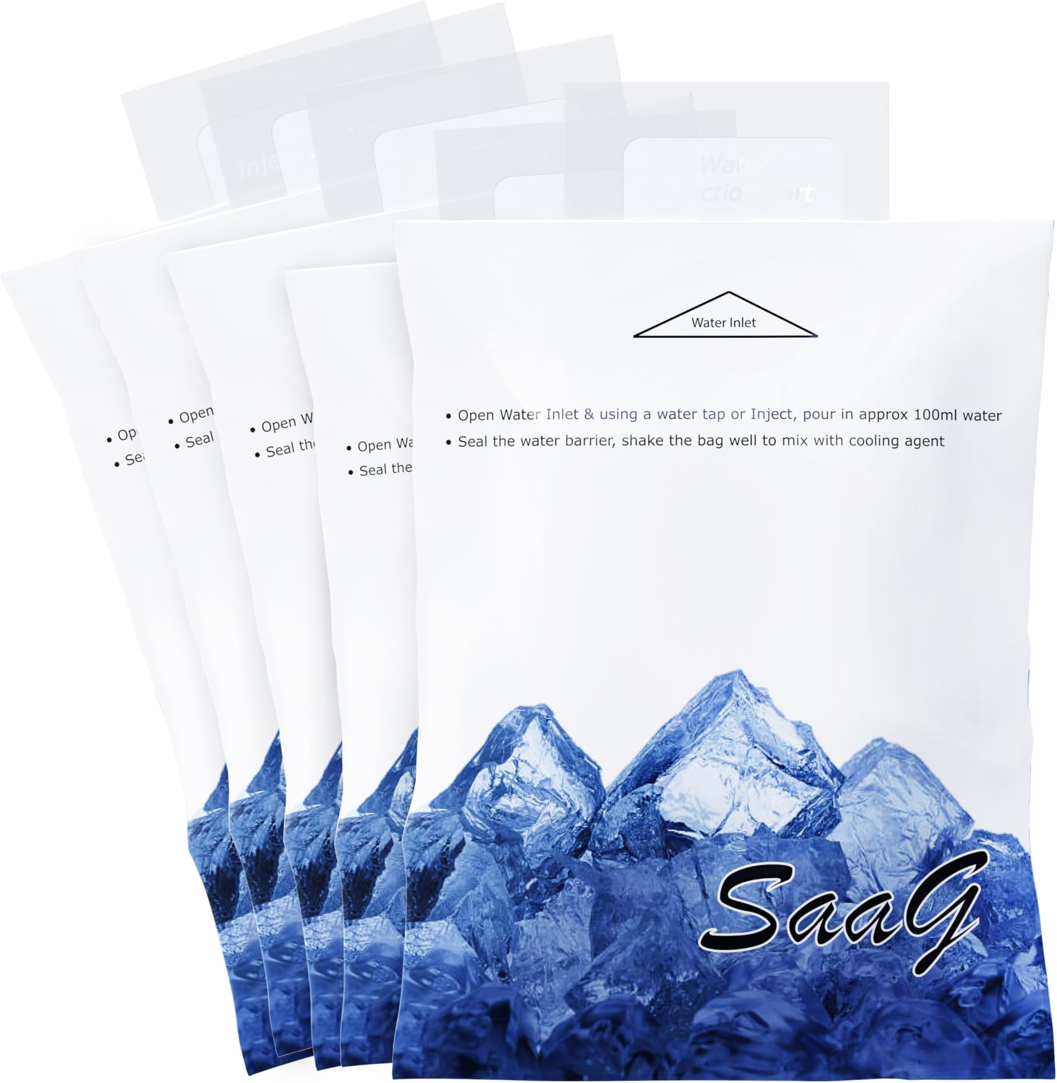 SaaG Soak & Freeze Dry Ice Packs for Cool Box - Pack of 5 or 10 for Lunch Box Travel Cool Box Camping - Suitable for Cooler bags Lunch Boxes - Keeps Food Fresh & Cool