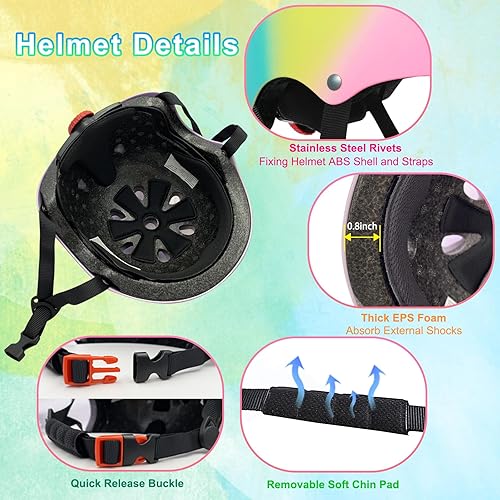 Miniatura 5 de Wisekiddy Casco de bicicleta para niños de 3-5-8-14 años, casco de bicicleta para patineta, equilibrio, bicicleta, patinaje, patinaje, patinaje