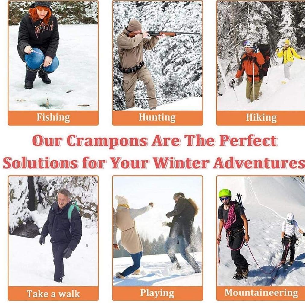 Ice Grips Snow Crampons Traction Cleats Shoe Boot Grippers Anti Slip 10 Studs Spikes for Winter Walking