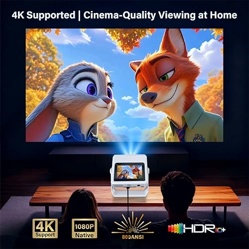 Miniatura 4 de Proyector con soporte 4K con WiFi y Bluetooth, Proyector inteligente portátil al aire con pantalla táctil, enfoque automático y control táctil,