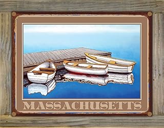 Massachusetts Summer Fog Rustic Metal Print on Reclaimed Barn Wood from Watercolor by Artist David Linton 8.5" x 11.5"