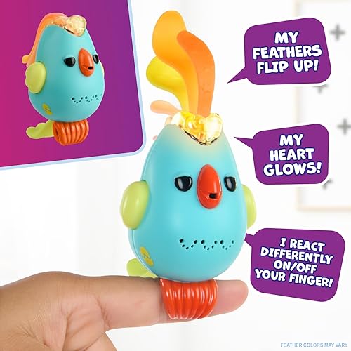 Miniatura 4 de Fingerlings Sweet Tweets Interactive Bird - Graba y reproduce mensajes secretos, incluye más de 40 sonidos y reacciones - Lionel (azul)