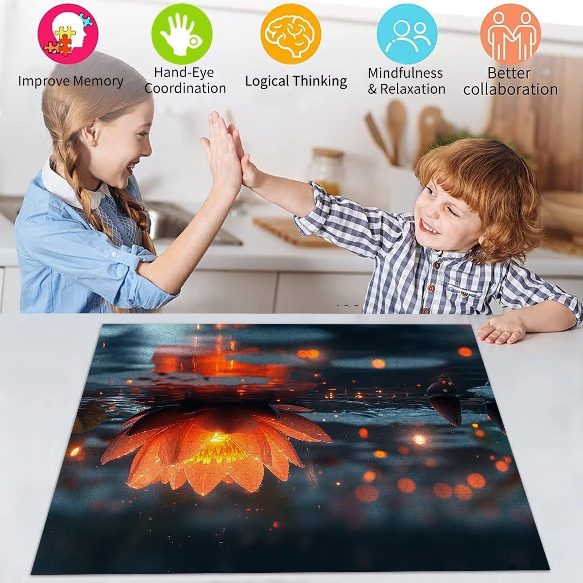 Puzzle Lotus dla dorosłych i dzieci, 5000 elementów, Impossible Klasyczne puzzle, trudne marzenie od 8, 9, 10 lat, dla dziewcząt i chłopców, sztuka Educa, do dekoracji i prezentów, 105 x 156 cm, t-457