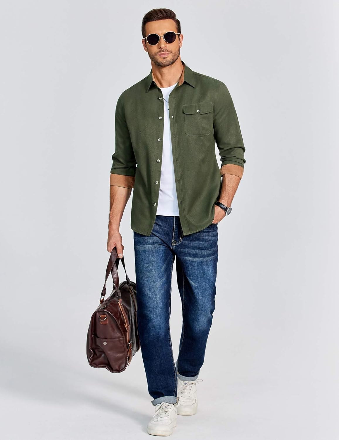 COOFANDY Men's Flannel Long Sleeve Button Down Casual Plaid Shirt With Pocket - Image 3