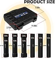 Vista 6 de 1/2 Inch Drive Extended Length Impact Socket Set 6 Sizes - Hex Sizes 3/4", 7/8", 15/16", 1-1/16”, 1-1/8", 1-1/4"Extra-Deep Length Extra-Deep Impact