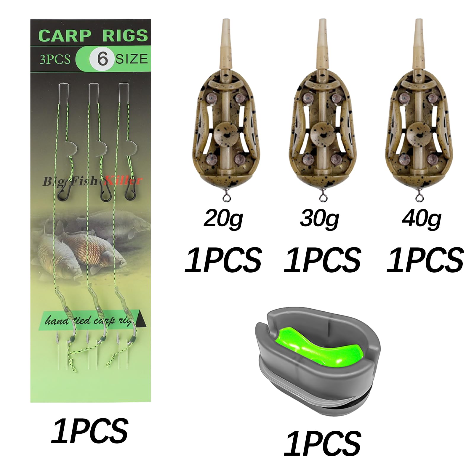 Alimentador de Pesca 3 Piezas Comederos 20/30/40g con Molde de Liberación Rápida Accesorios Carpa