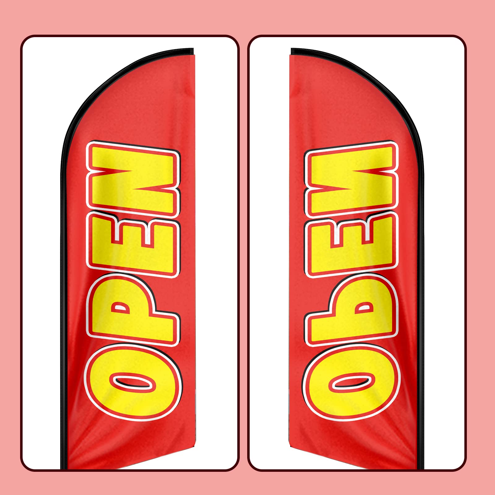 QSUM Open Feather Flag,8FT Open Advertising Swooper Flag,Polyester Vivid Color and Fade ProofOpen Signs Flag for Businesses (Flagpole Not Included)