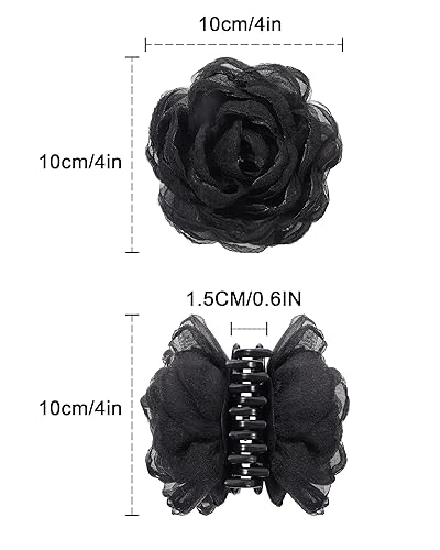 Miniatura 2 de WELROG 2 pinzas para el pelo de flores para mujer, pinzas de pelo grandes con flores de rosas