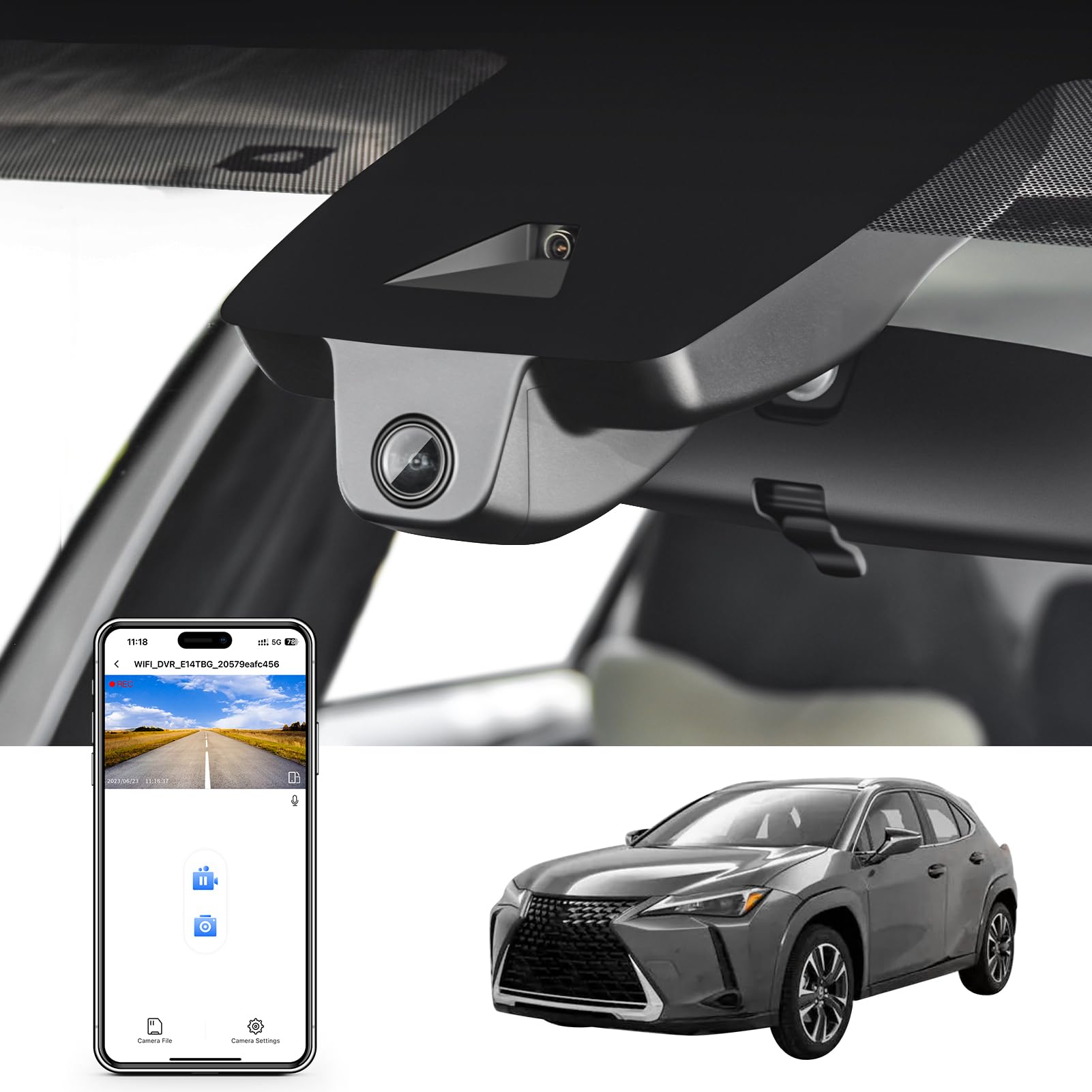 Mangoal 4K Dash Cam Custom for Lexus UX 2019 2020 2021 2022 2023 2024 (Model B),UX200 250,OEM Look,UHD 2160P Video,Parking Mode, WiFi & App,Loop Recording,Easy to Install,64GB Card