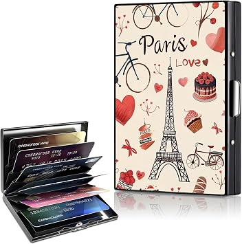 Metal Wallet,Credit Card Holder for Women,Aluminum Wallet,Ridge Wallet for Women,Hard Case Wallet,RFID Blocking Business Metal Credit Card Holder Case,Gift for Girls,Paris Eiffel Tower