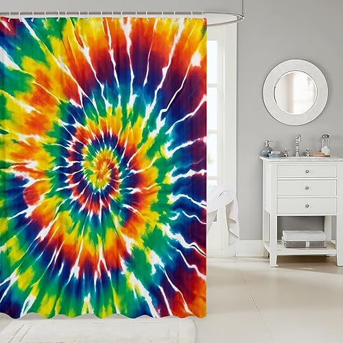 Vista 103 de Erosebridal Kids Tie Dye Shower Curtain, Girls Bohemian Hippie Bath Curtain, Watercolor Psychedelic Bathroom Accessories, Waterproof Polyester
