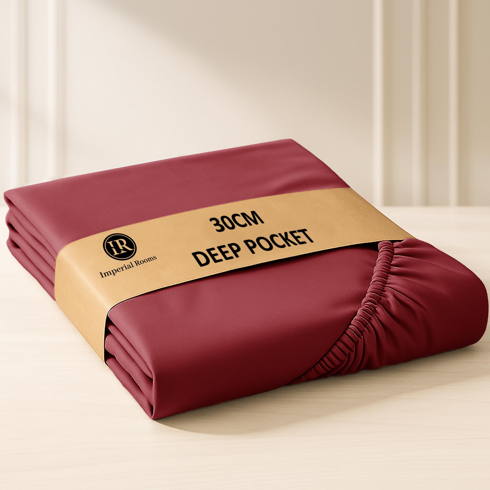Imperial Rooms King Size Fitted Sheets Red 30 Cm Deep Pocket 12 Inch Ultra-Soft Bed Sheets Easy Care - Soft Brushed Microfiber Anti-Wrinkle Shrinkage Breathable Fade-Resistant