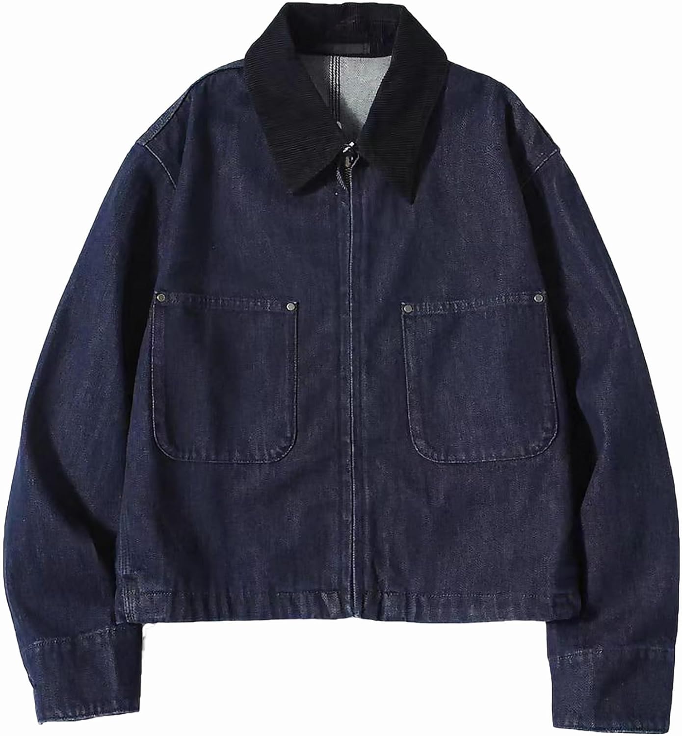 Zoziiee Womens Cropped Bomber Jacket Corduroy Collar Barn Coat Lightweight Utility Zip Up Cotton Canvas Workwear