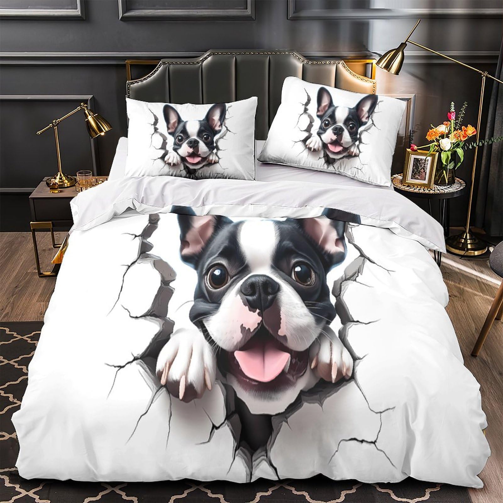 Parure de lit renard accordéon king size 220x240cm avec housse de couette microfibre