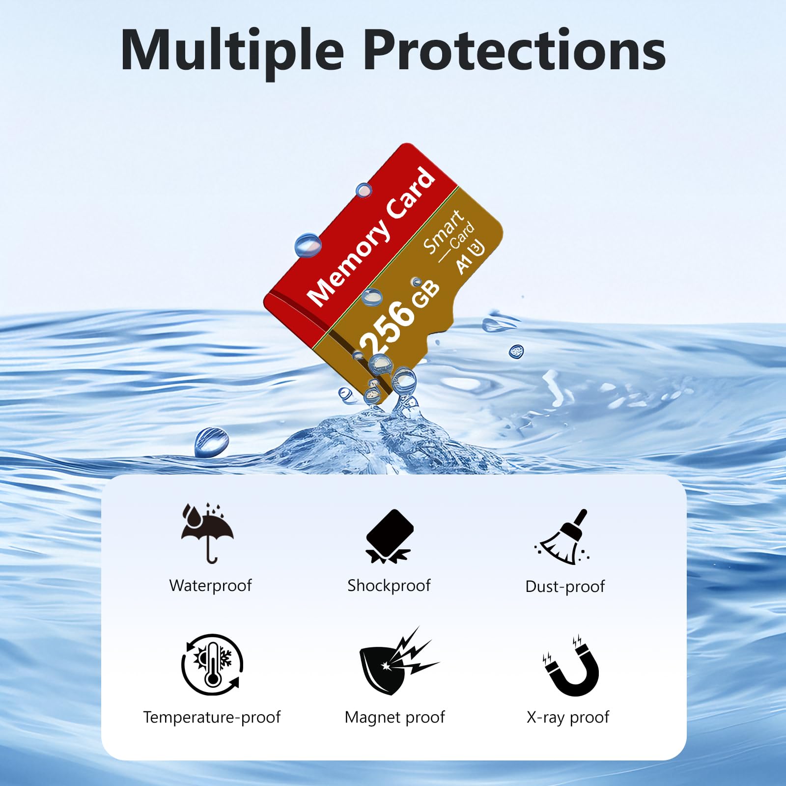 2 Pack Tarjetas SD de 256 GB con Adaptador, Alta Velocidad Memory Card, Gran Capacidad Portátil TF Card para Gopro Cámara Teléfonos, Smartphones, Drones, Tabletas