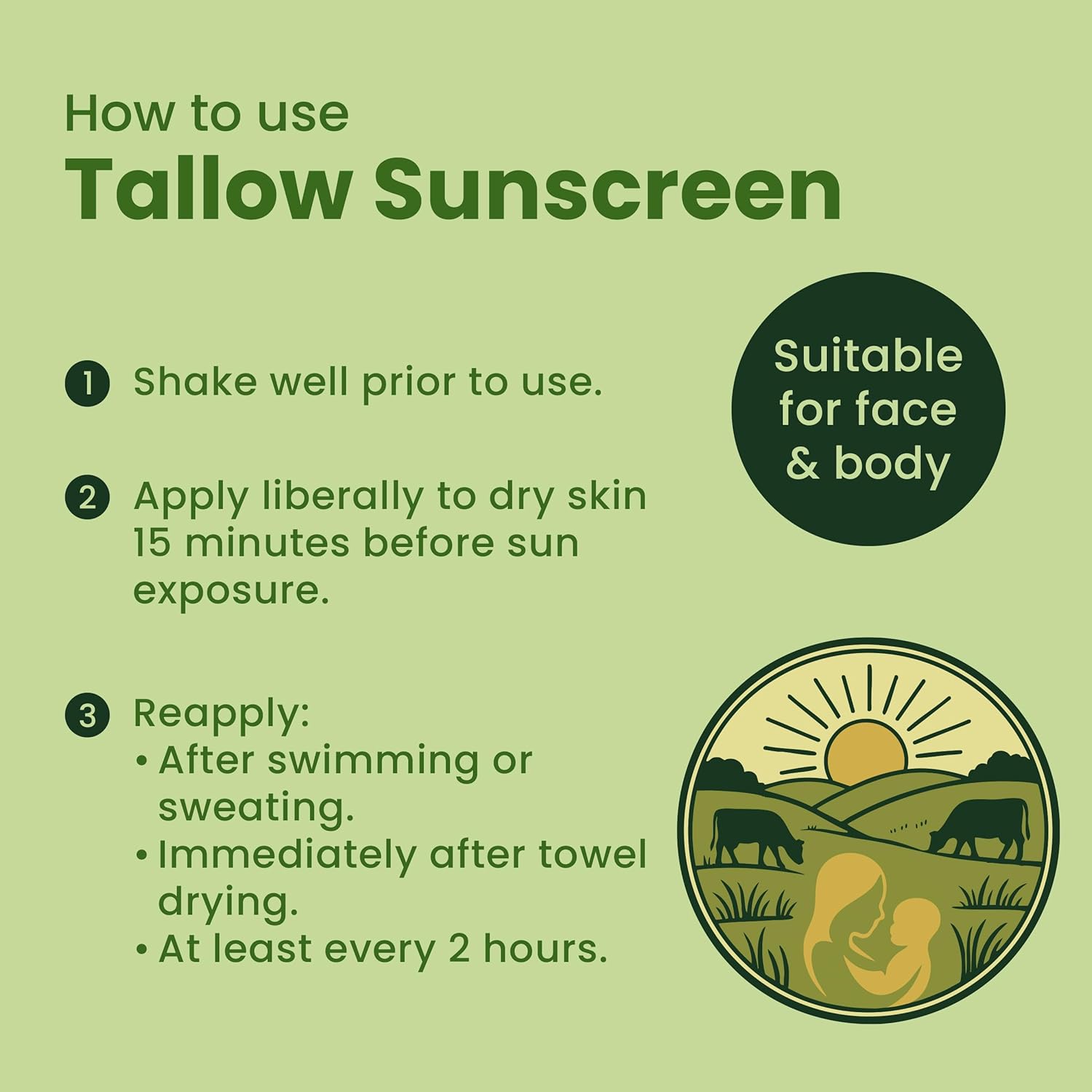 100% Mineral Sunscreen SPF 50 with Non-Nano Zinc Oxide — Reef Safe UVA/UVB Broad Spectrum Sunblock, Water Resistant 80 Min, Moisturizing Tallow Lotion for Face & Body, 3.4 fl oz - Image 6