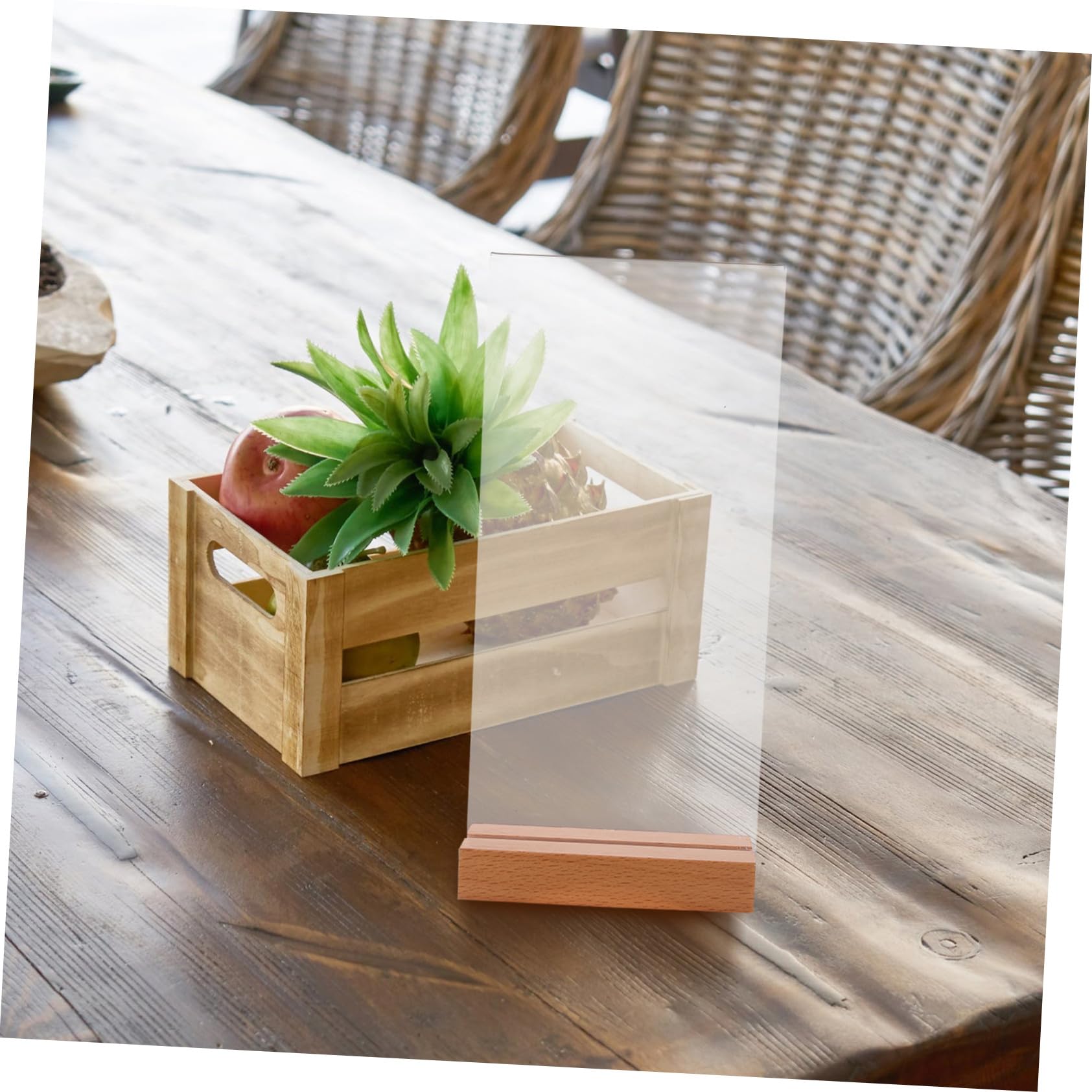 5 Piezas Soporte Vertical Acrílico para Menús con Base Madera T Exhibidor Transparente para Mesa Restaurante Oficina y Eventos