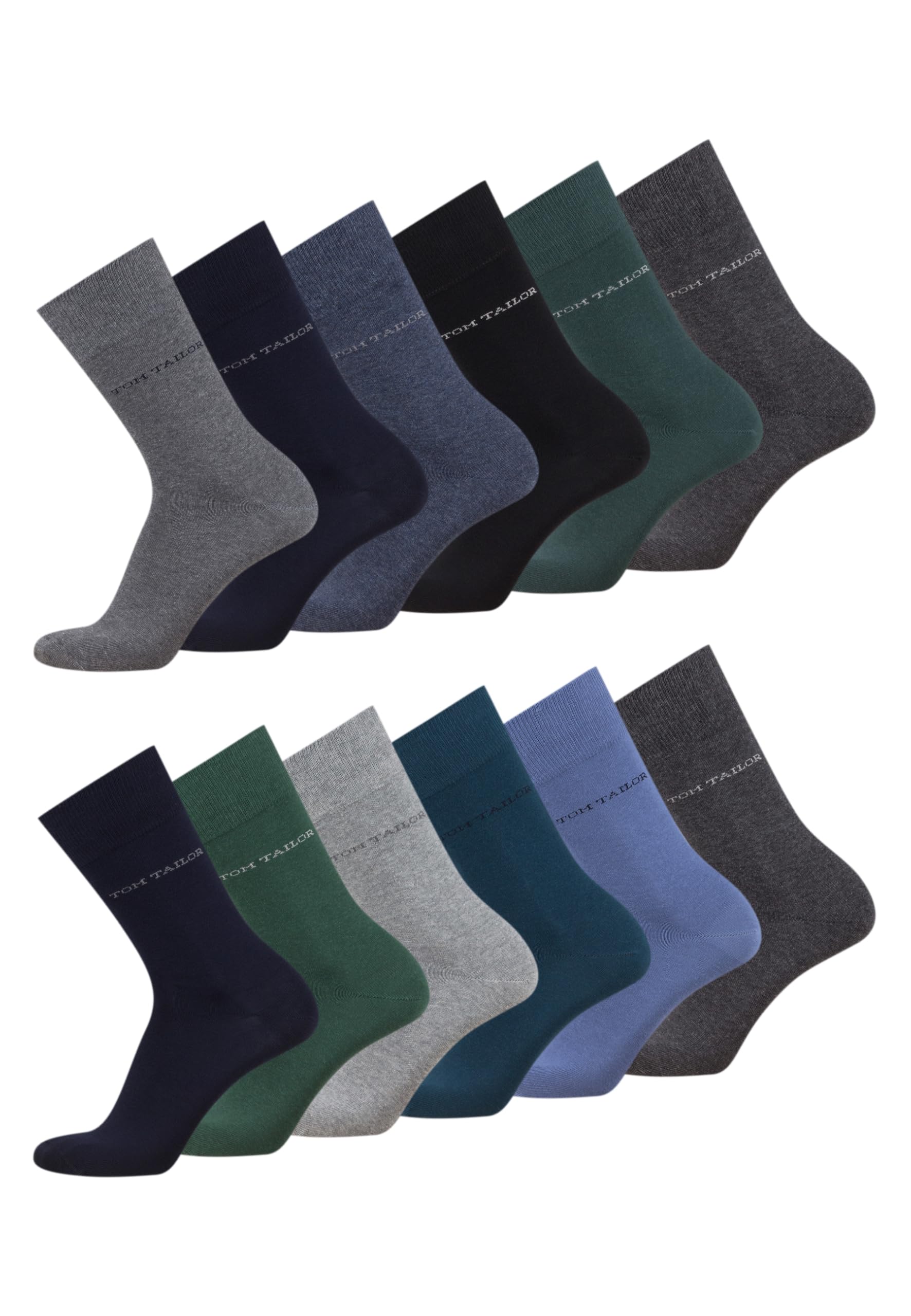 TOM TAILOR Socken - bequeme Herrensocken - mehrfarbige Baumwollsockenocken für den Alltag und Freizeit - im praktischen 12er Pack - Größe 39-42 und 43-46