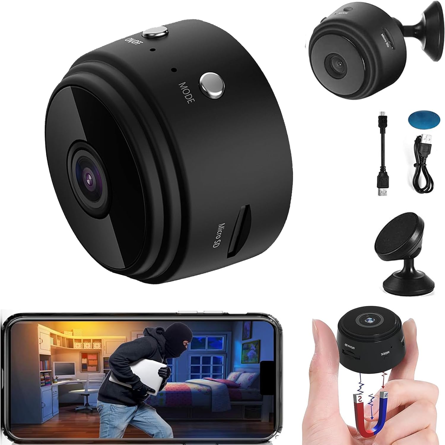 Spy Focus Mini Security Camera, Camtrix Mini 1080p HD WiFi Wireless