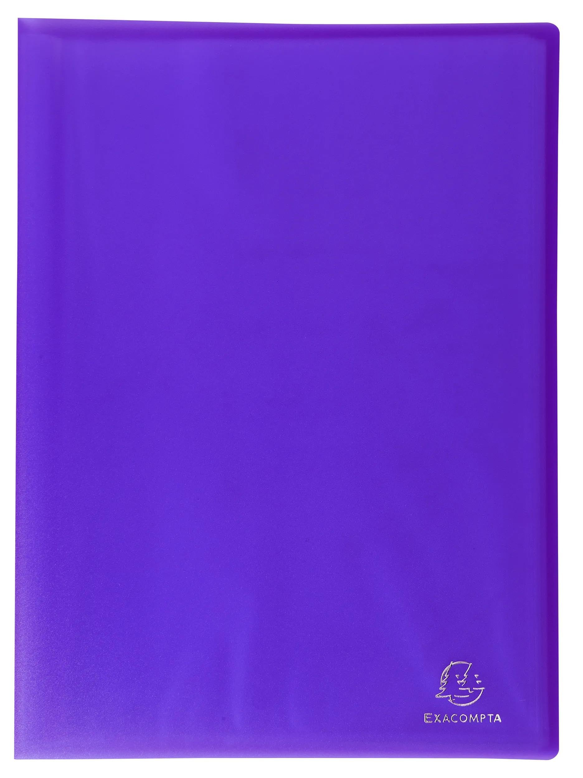 Exacompta - Ref 85466E - 1 document folder made of semi-rigid polypropylene Chromaline - 40 smooth crystal pockets - 80 views - translucent soft cover - A4 - dim24 x 32 cm - purple