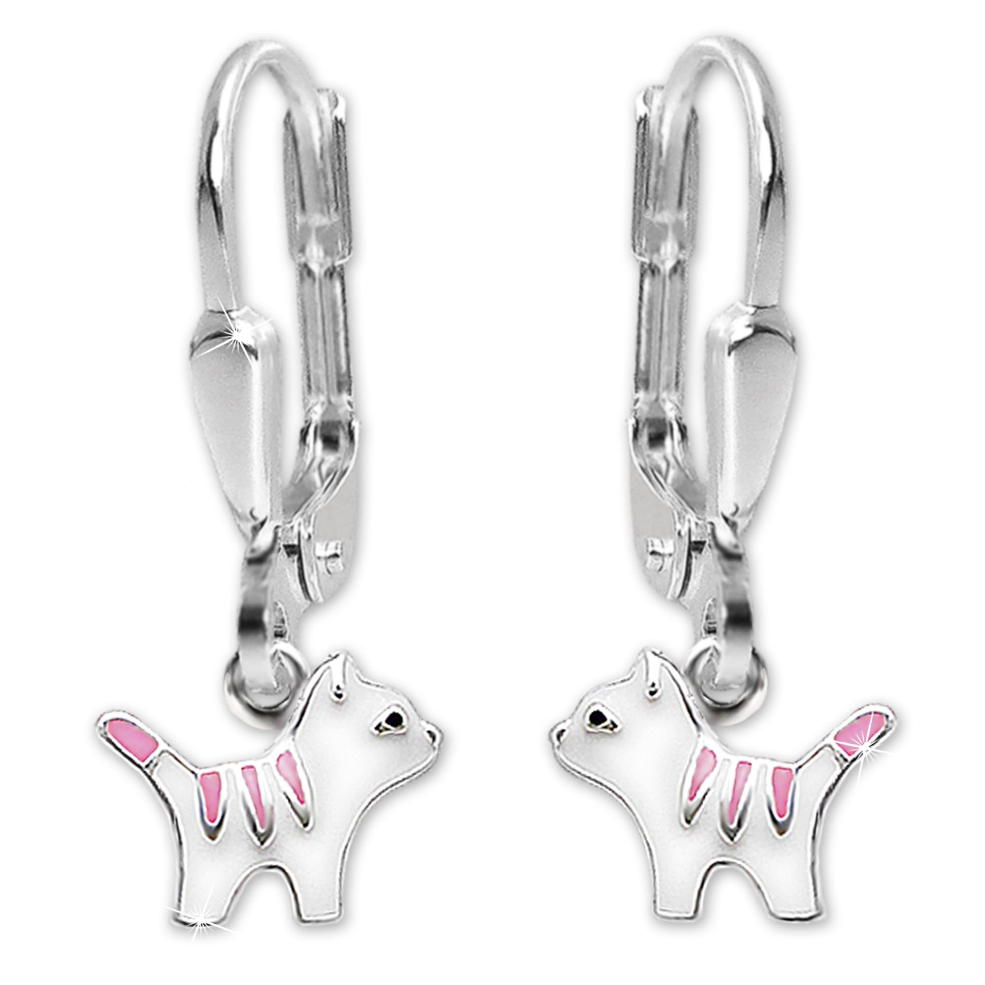 Clever Schmuck Kinder Ohrstecker Hunde - Sterling Silber 925 Bunt Lackiert 8x6mm