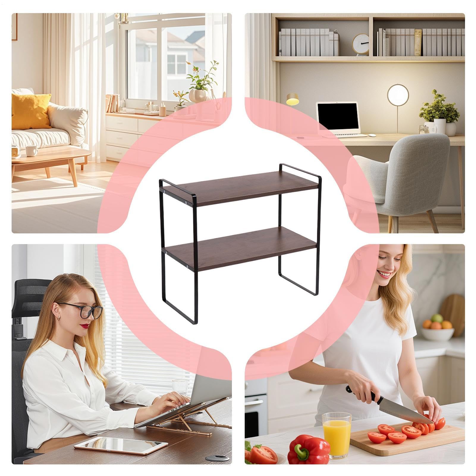 Organizzatore Libri Da Scrivania Scaffale Archiviazione 2 Livelli | Alzascrivania Per Cucina Contenitore Per Decorazione Casa Ufficio Camera con Collezioni e Libri