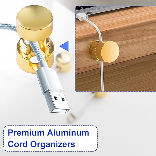 Miniatura 80 de 3 juegos de soportes de cargador para cables, soportes de anclaje de cable ajustables plateados, clips de cable de metal adhesivos, organizadores de