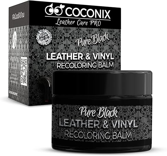 Coconix Leather Recoloring Balm Pure Black Recolor, Renew, Repair