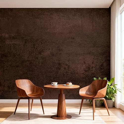 Coffee Brown Peel and Stick Wallpaper Concrete 16''x354'' Caramel Limewash