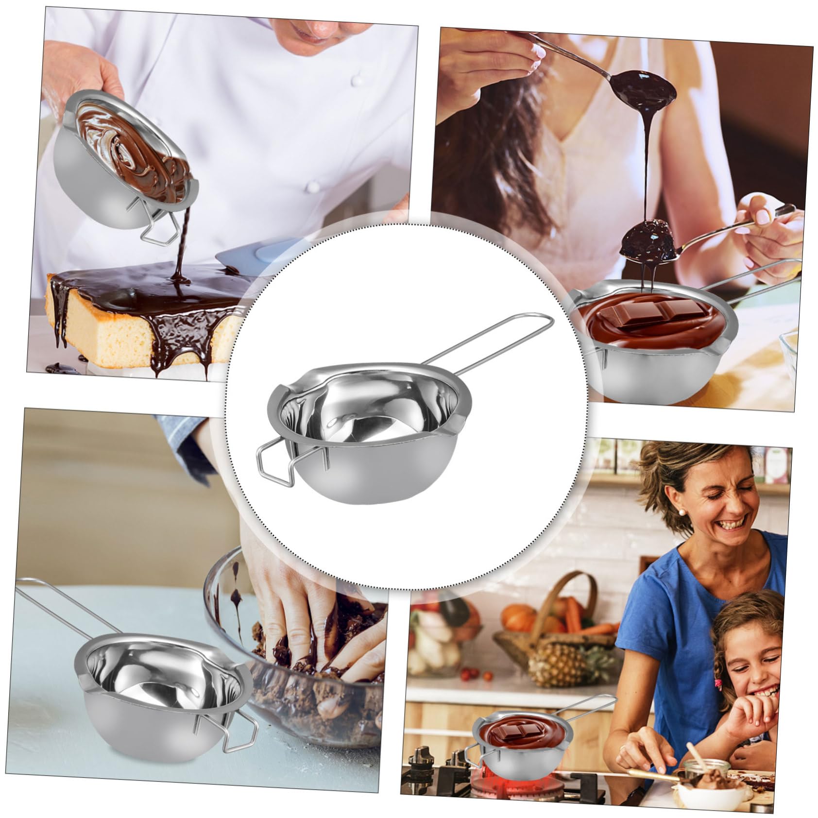 Cabilock Melting Pot for Butter Chocolate Stainless Steel Pot Long Handle Milk Heating Utensil for Homemade Treats for Parties Christmas