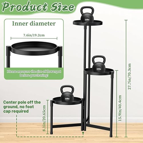 Miniatura 10 de MOKANI Soporte de metal para plantas de interior, 5 niveles para plantas, espacio libre para interiores, soporte escalonado para múltiples plantas,