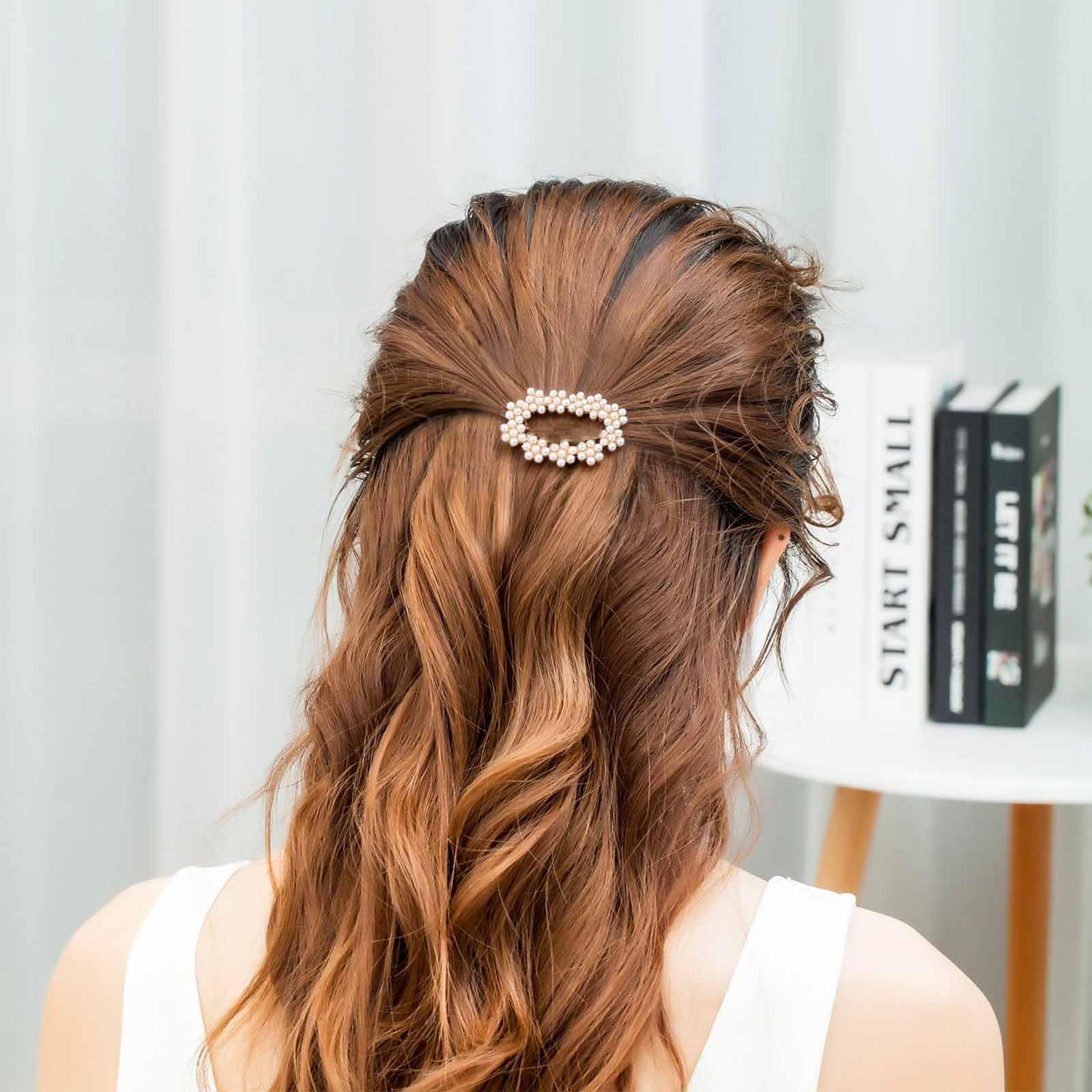 Amazon.com : Aneneiceera Pearl Hair Clip Gold Hair Barrette 