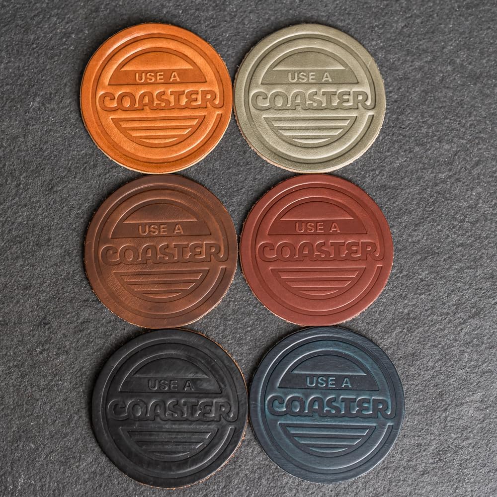 Use a Coaster Leather Coasters, Full Grain Leather, 4" Round, 1 pc (Set of 4 Coasters, Harvest)