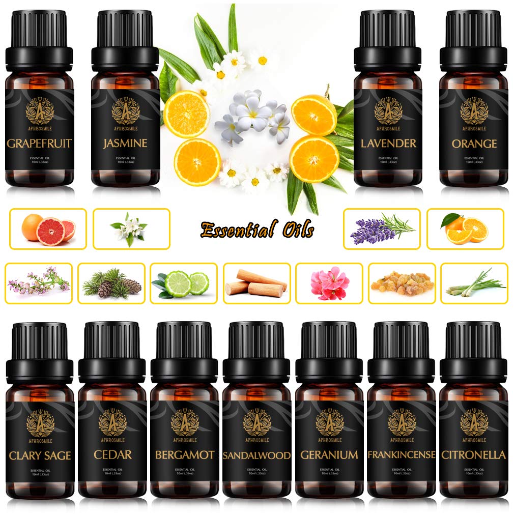 Aromatherapie Zeder ätherisches Öl Set für Diffusor, 100% pure Grapefruit ätherisches Öl Kit für Luftbefeuchter, 11 X10ml Lavendel ätherische Öle Set- Clary Salbei,Geranium Öle...