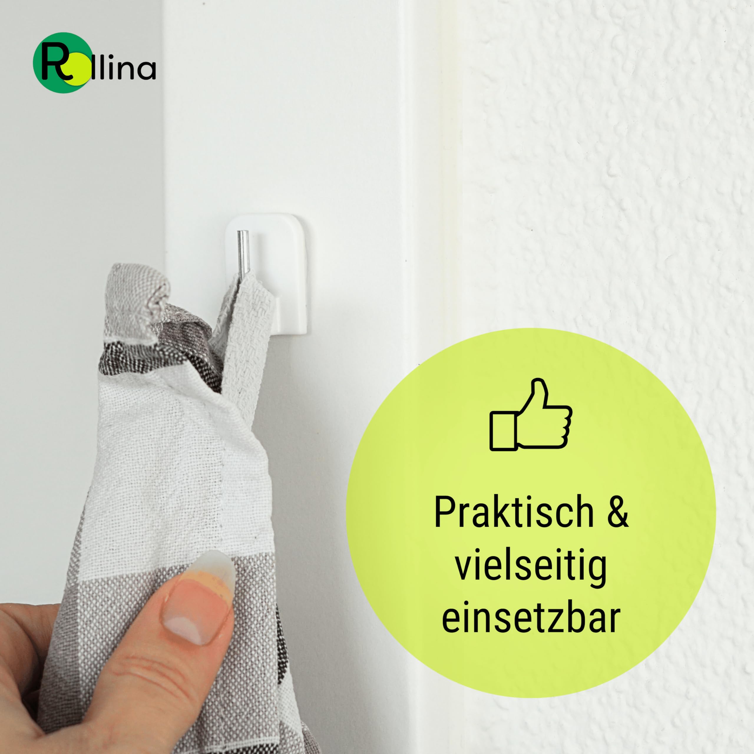 Rollina Klebehaken für Scheibengardinen (20 Stück) | Gardinenhaken für Gardinenstange ohne Bohren | Haken zum Einhängen | Fensterhaken, Gardinenhalter (20, Schwarz)