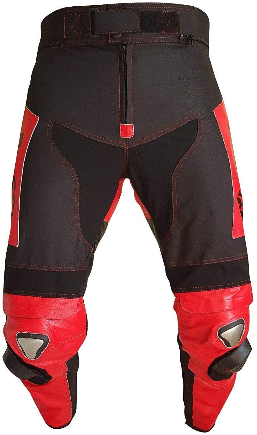 BI ESSE Traje de moto para adulto de piel y tejido, divisible en 2 piezas, chaqueta y pantalón, ajustable, con protecciones