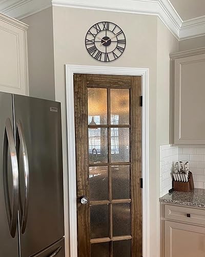 Miniatura 3 de Relojes de pared para decoración de sala de estar, reloj de pared de esqueleto de metal negro, funciona con pilas, relojes de pared decorativos