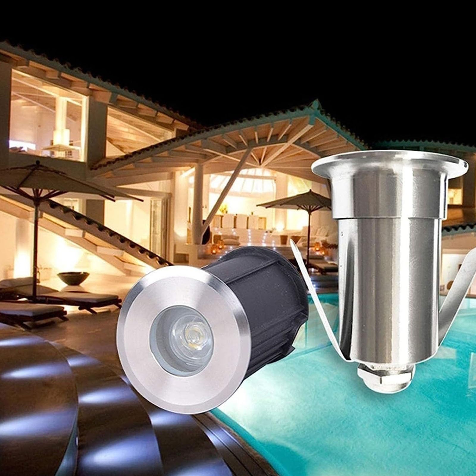 Luces De Paisaje Submarino LED - Luces Subacuáticas, 12V Proyector LED Subacuático, Foco Empotrable LED De Bajo Voltaje De Tamaño Pequeño IP68, Para Iluminación De Jardín, Terraza, Piscina(White Light
