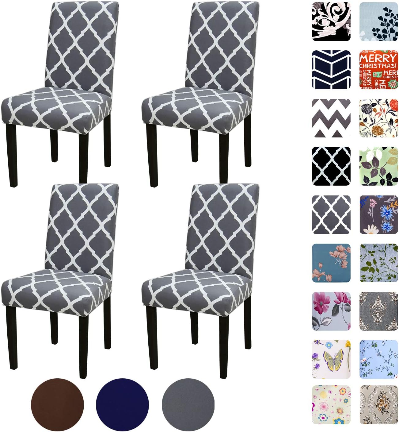 YEESSION Set of 4 Stretch Removable Washable Short Dining Chair Covers