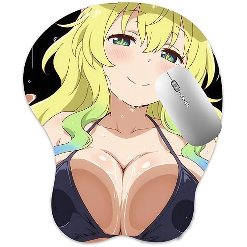 RUFSMAAN 3D Mouse Pad Oppai Mousepad, Anti-Slip Anime Manga Breast Gaming Wrist Rest Boob-pad Mouse Mat (Lucoa)