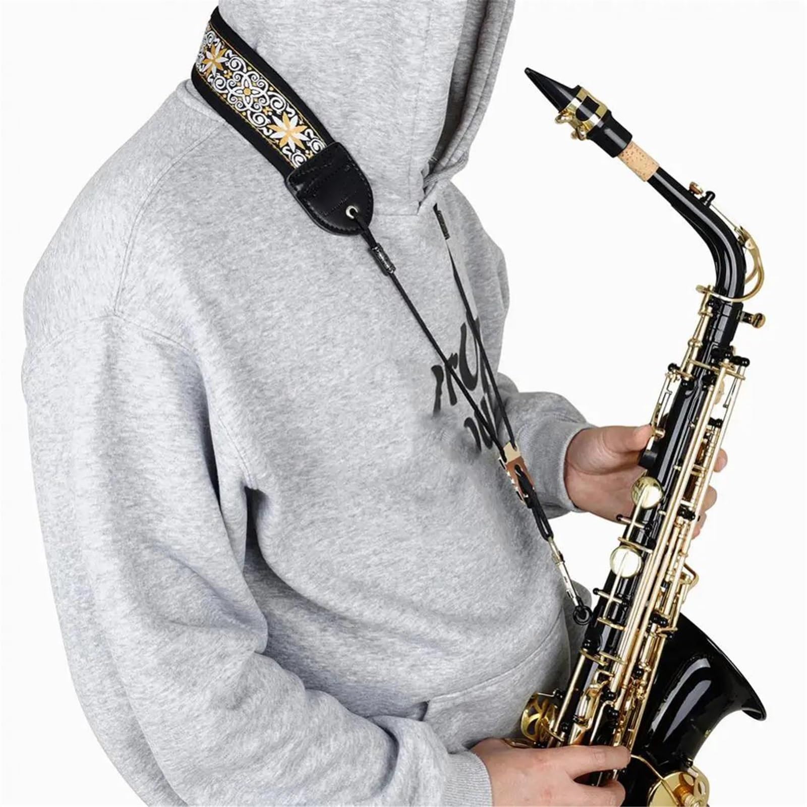 Tracolla Regolabile Per Sassofono Con Fiori Ricamati In Cotone Imbottito E Addensato Per Sassofono Soprano/alto/tenore Principianti accessori per sassofono